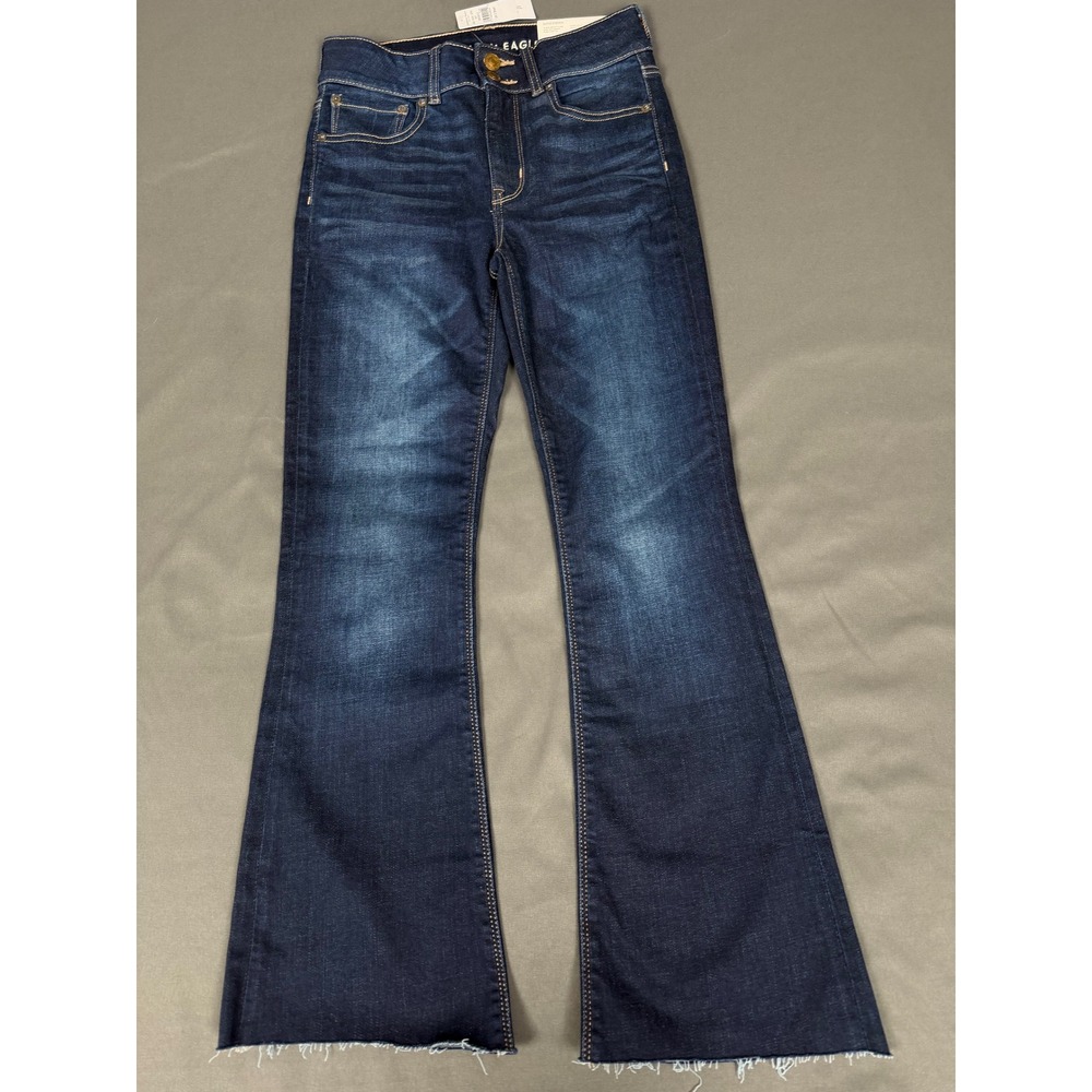 American Eagle Artist Flare Jeans Womens 2 Short Blue Hi-Rise Super Stretch NWT